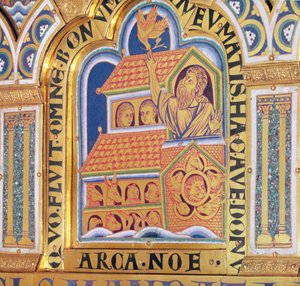 Noah und die Arche, Detail eines der 51 Tafeln des Verduner Altars, 1181